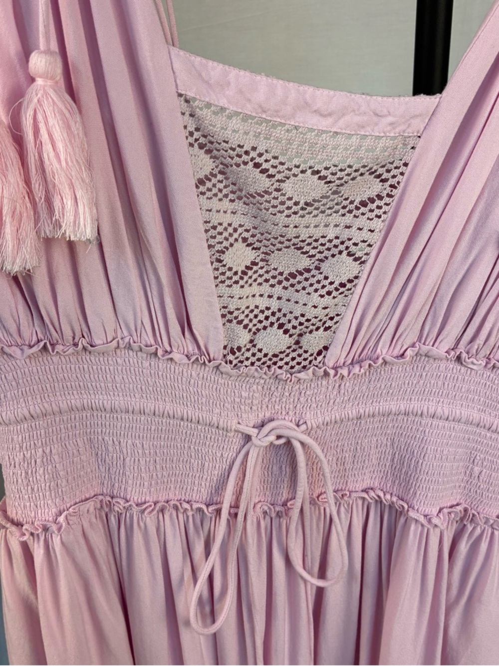 Venus Pink Lace-Up Open Back Maxi Dress L - Picture 4 of 10